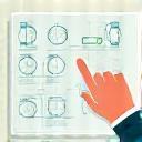 Hand pointing at watch designs on a board, symbolizing influencing collections.